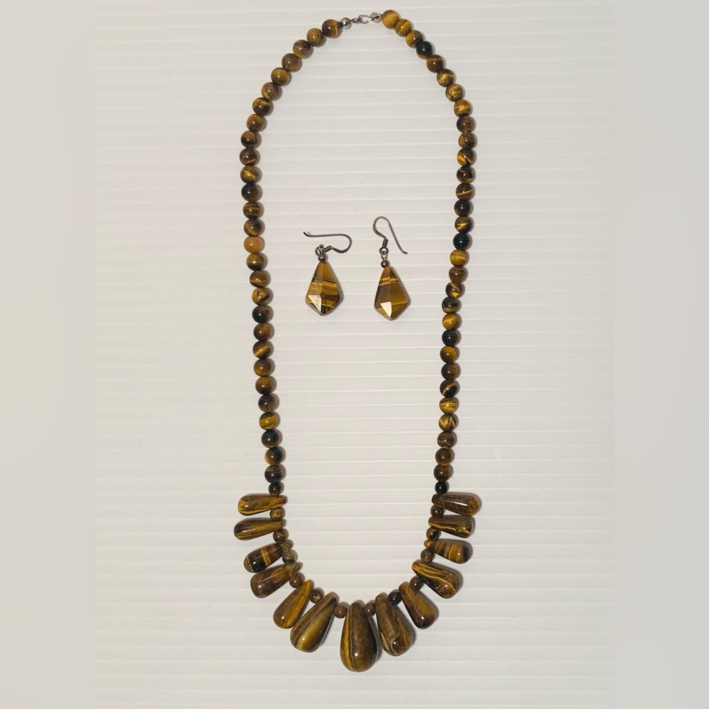 Tigers Eye Necklace and Earring Set